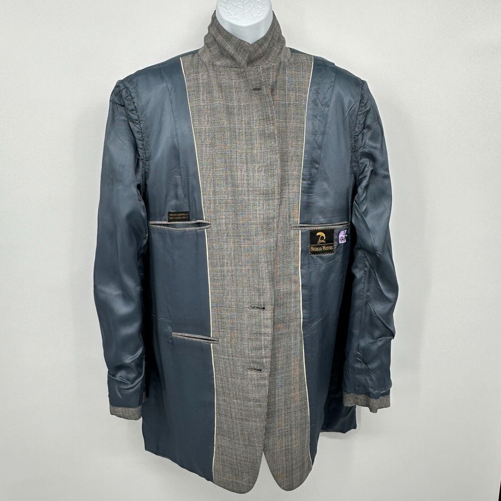 Vintage 70s Neiman Marcus Blazer Vest Mens Size 46 Extra Long Glenurquhart Check - Picture 13 of 16